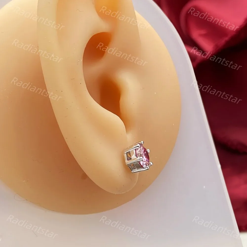NEW Certified 2ct. t.w. Pink Moissanite 6 Prone Solitaire Stud Earrings